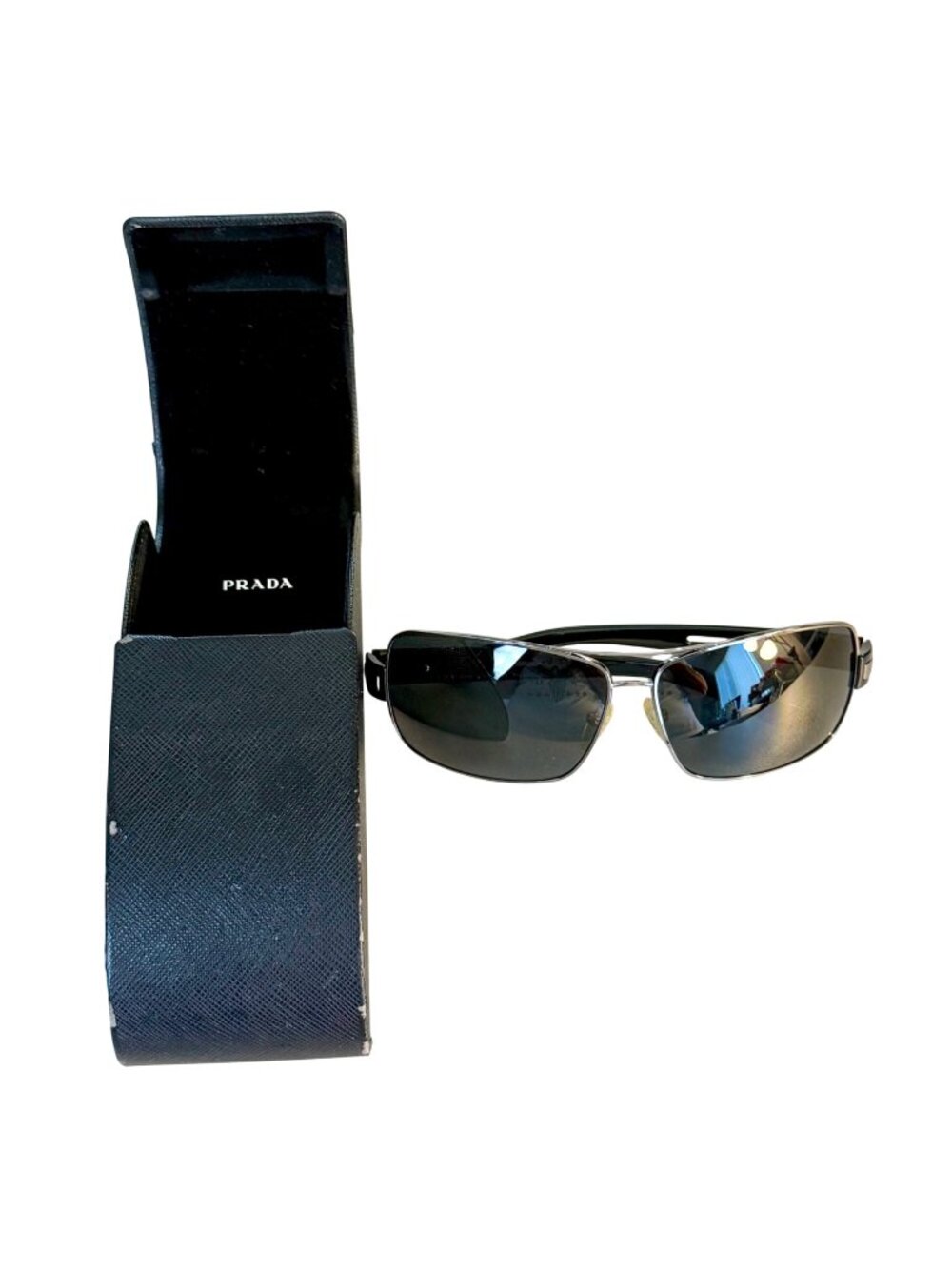 Prada Sport SPR 54I Polarized Sunglasses Black/Gunmetal w/ Case EUC